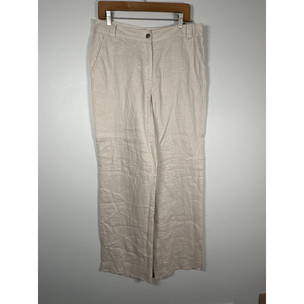 Antonelle Linen Wide Leg Pants Trouser Size FR 44/ US 34‎ Beige Tan